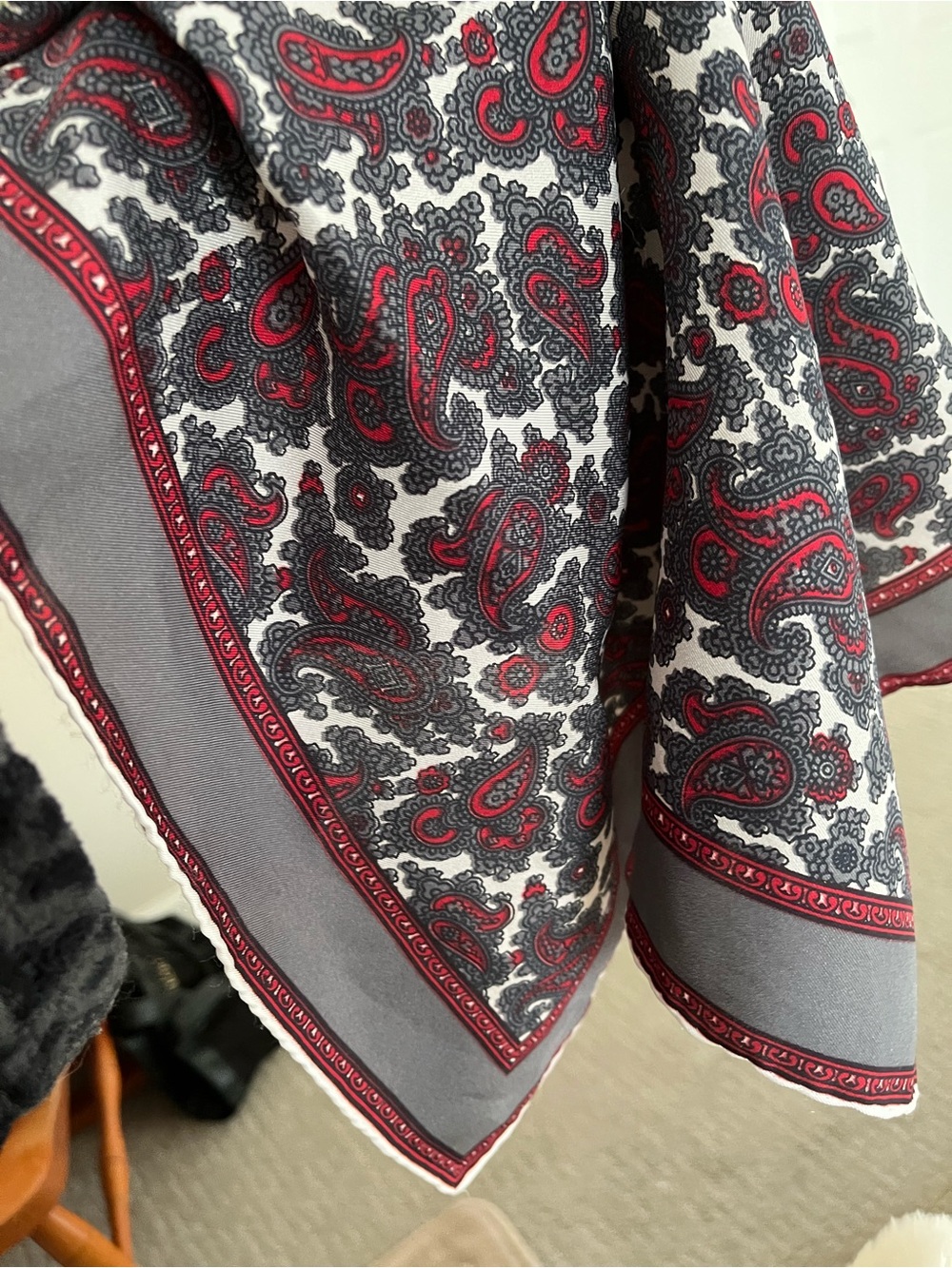 Gorgeous Silk Paisley Print Women's Scarf- Burgundy, Black & White!